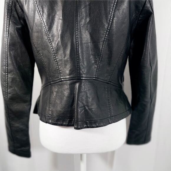 LINEA! RICH BLACK GENUINE LEATHER & KNIT ZIPPER FRONT JACKET, BLAZER! SZ 18W - Picture 10 of 15